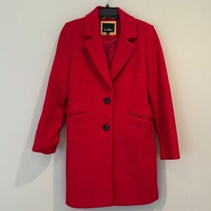 Sam Edelman long collared wool coat red Blazer 2 buttons with side pockets